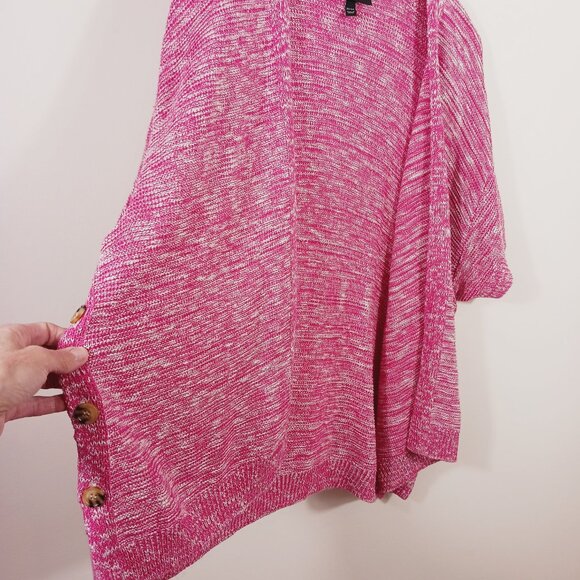 Lane Bryant, Sweater Wrap, Size 22/24, Pink/White Weave, Button Detail on Sides - Picture 9 of 15